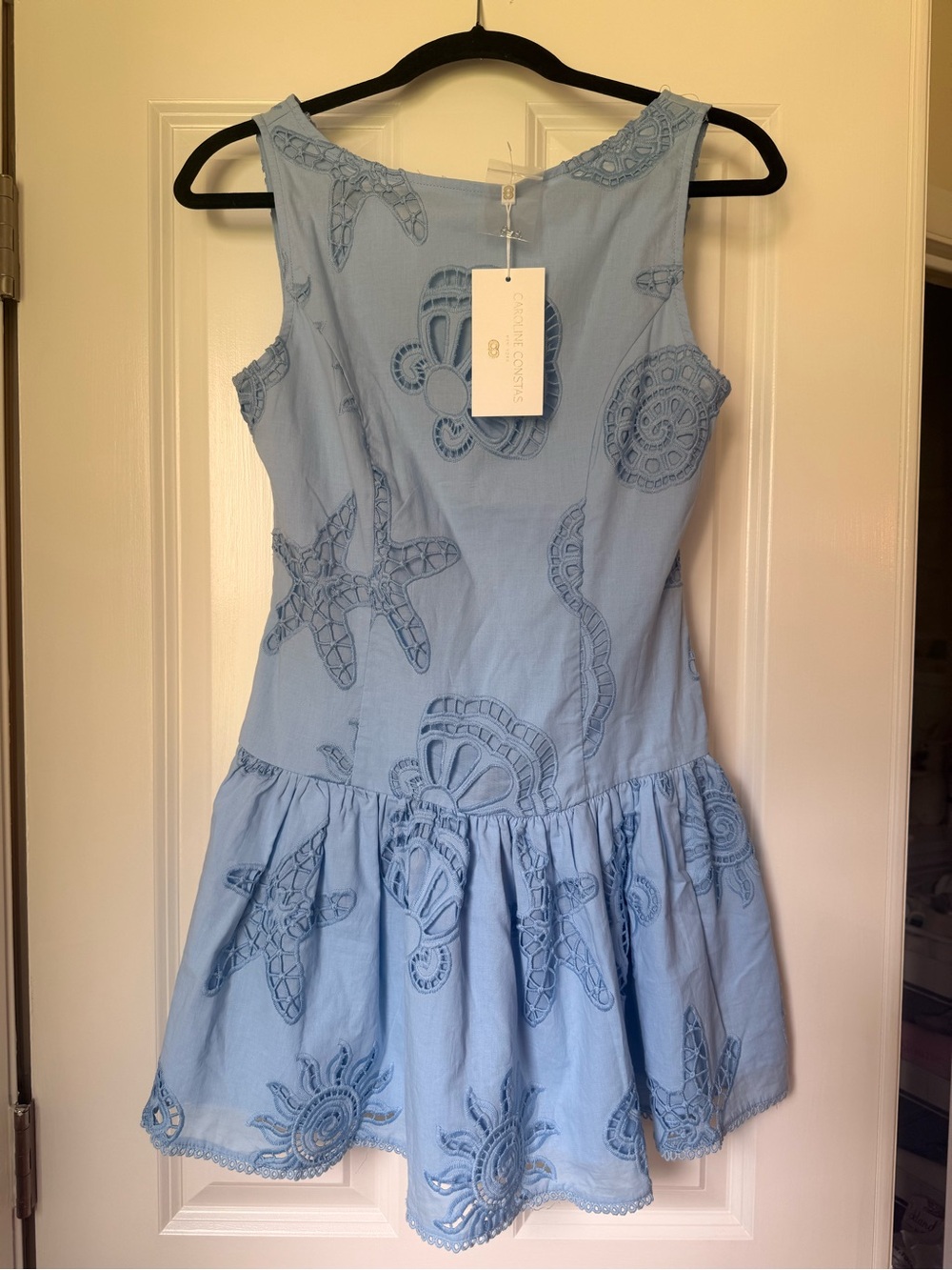 Caroline Constas Light Blue Embroidered Sundress
